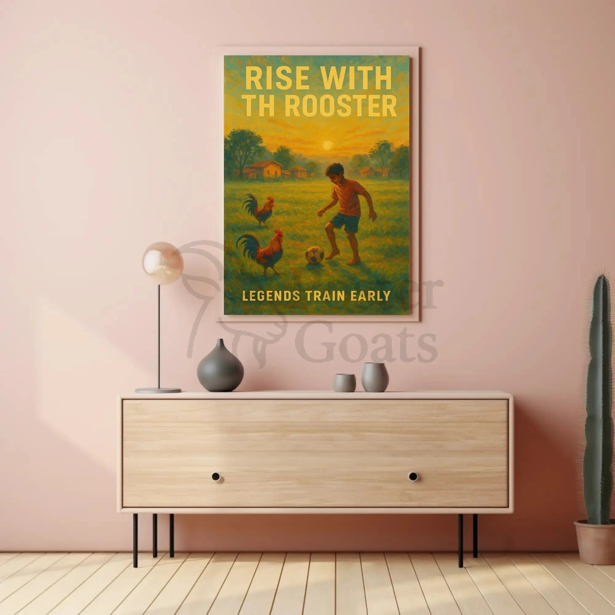 Rise with the Rooster Sports Poster PosterGoat