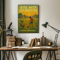 Rise with the Rooster Sports Poster PosterGoat