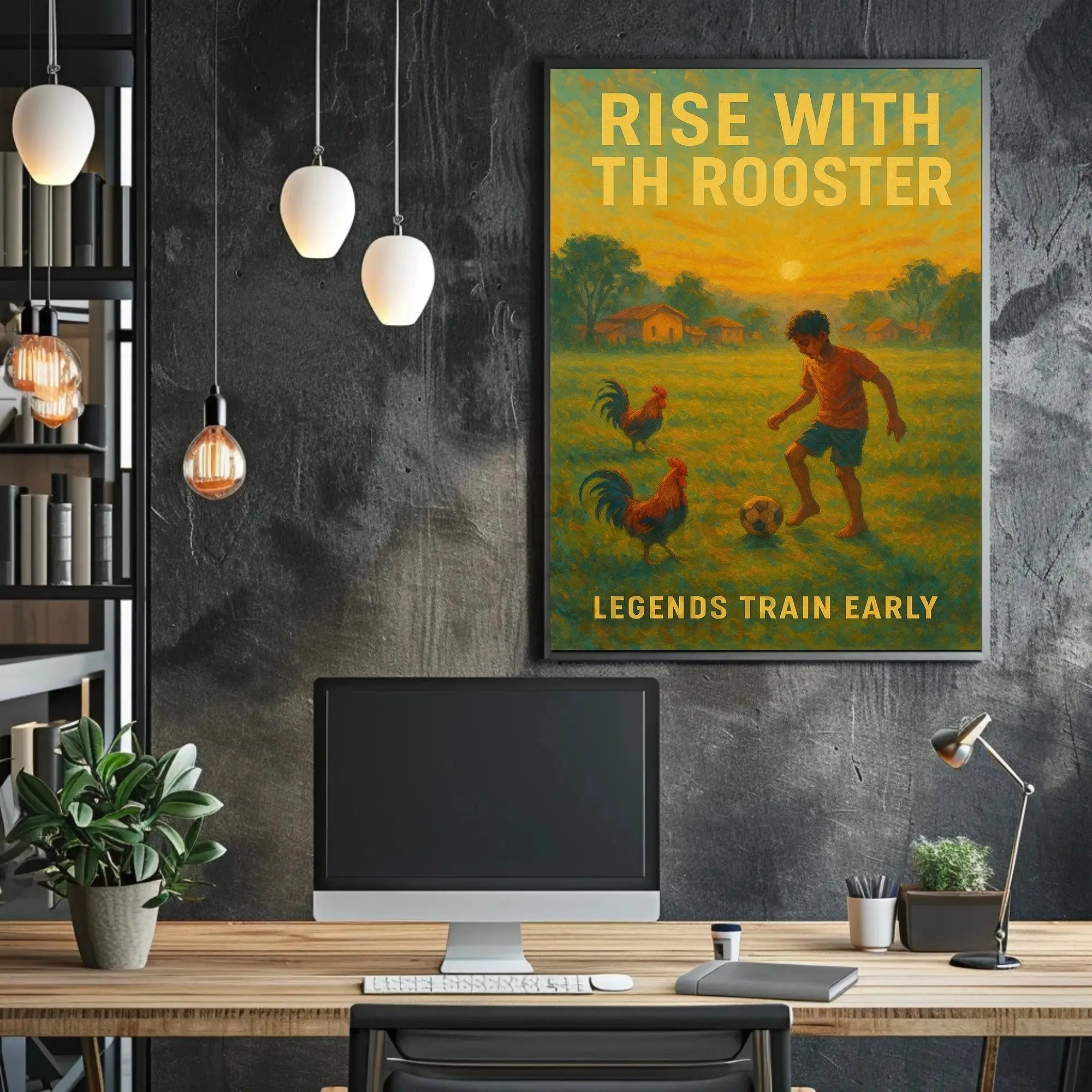 Rise with the Rooster Sports Poster PosterGoat