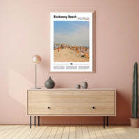 Rockaway Beach Summer Scene Modern Travel Poster PosterGoat