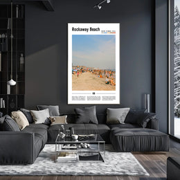 Rockaway Beach Summer Scene Modern Travel Poster PosterGoat