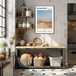 Rockaway Beach Summer Scene Modern Travel Poster PosterGoat