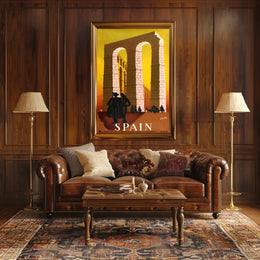 Roman Aqueduct Travel Poster by DELPY in Warm Earthy Tones PosterGoat