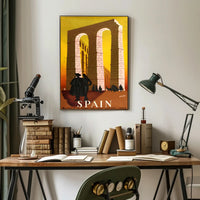 Roman Aqueduct Travel Poster by DELPY in Warm Earthy Tones PosterGoat