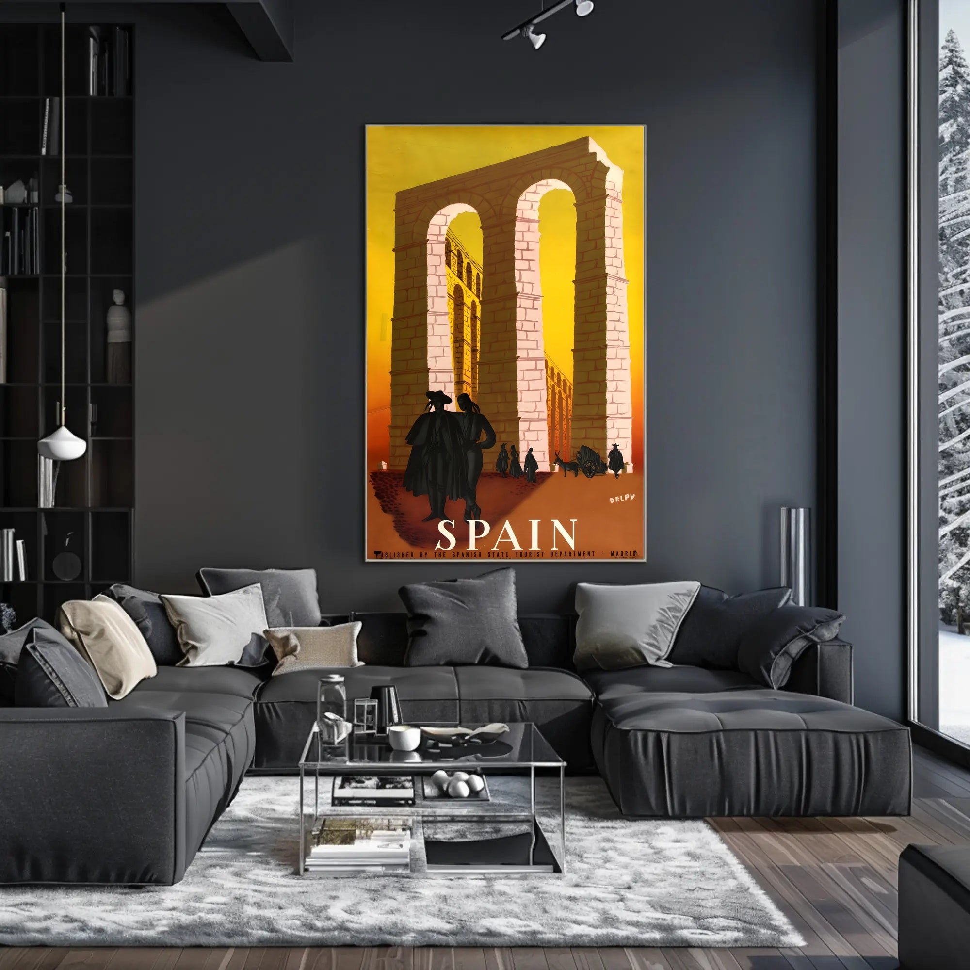 Roman Aqueduct Travel Poster by DELPY in Warm Earthy Tones PosterGoat