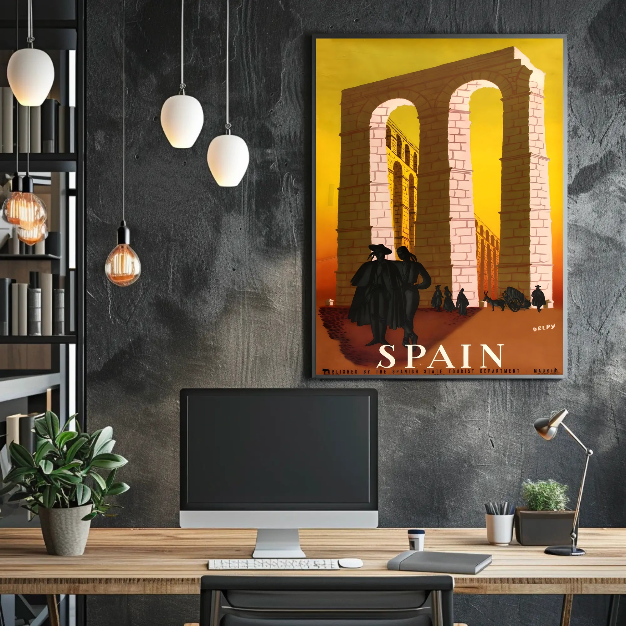 Roman Aqueduct Travel Poster by DELPY in Warm Earthy Tones PosterGoat