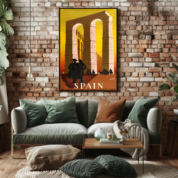 Roman Aqueduct Travel Poster by DELPY in Warm Earthy Tones PosterGoat