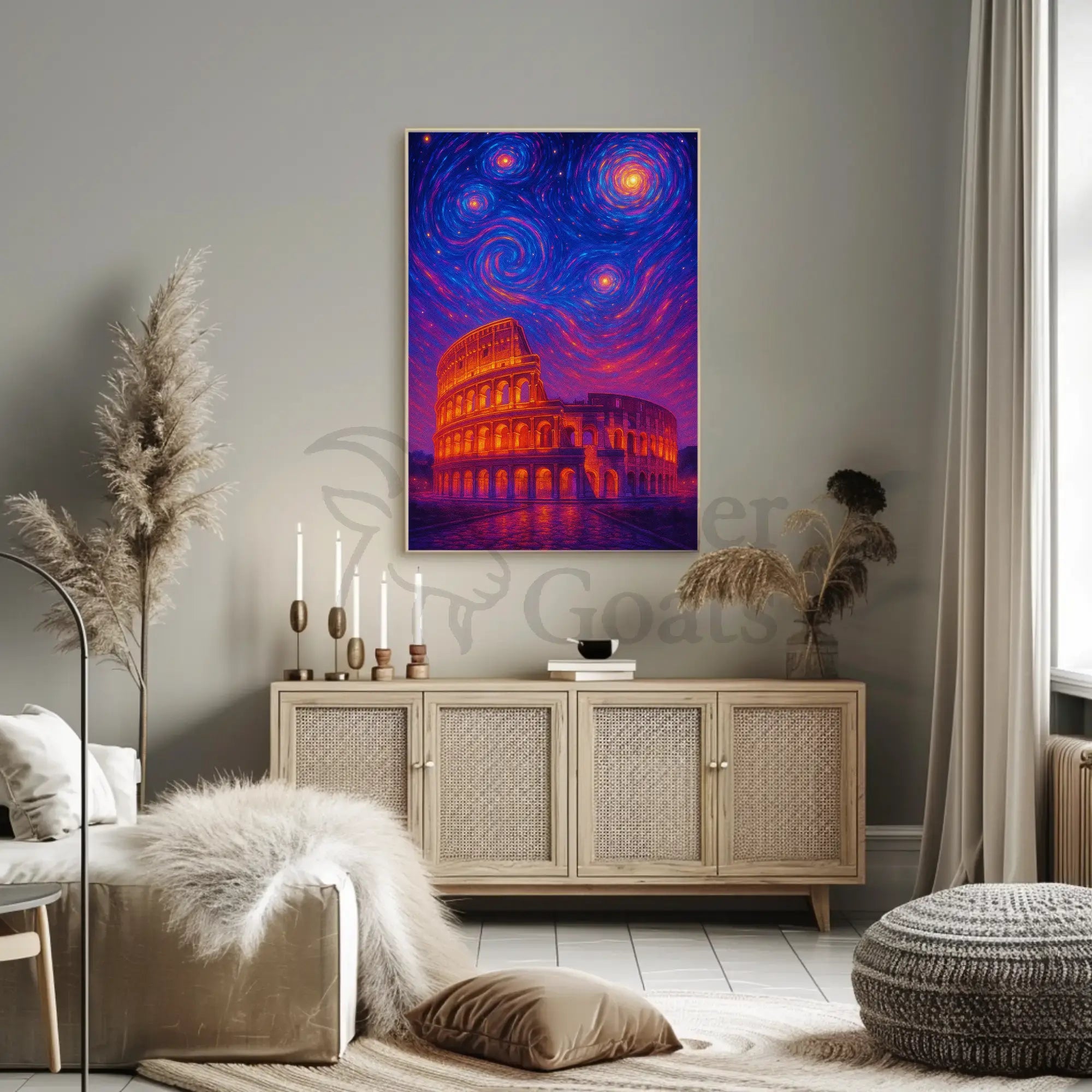 Roman Colosseum Celestial Dreamscape Artistic Poster PosterGoat