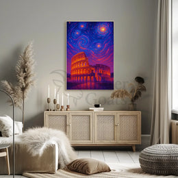 Roman Colosseum Celestial Dreamscape Artistic Poster PosterGoat