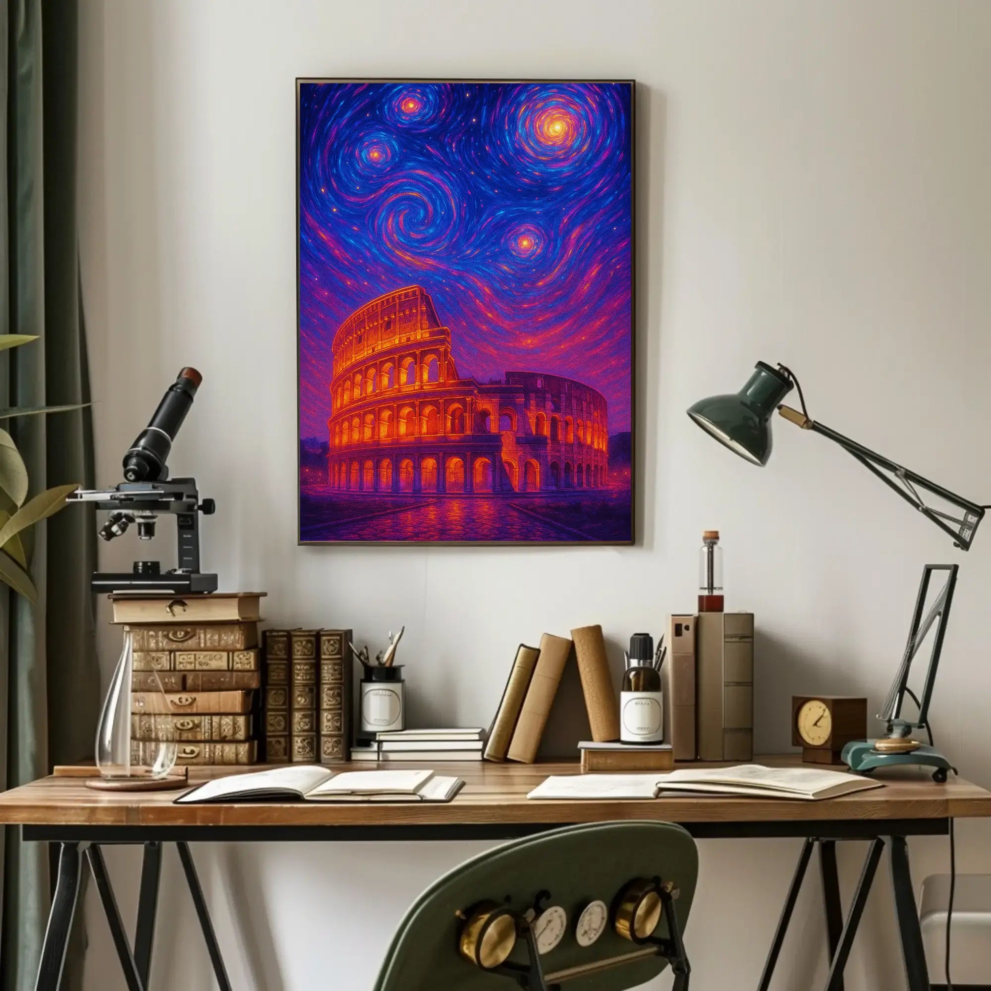 Roman Colosseum Celestial Dreamscape Artistic Poster PosterGoat
