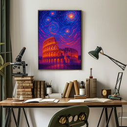 Roman Colosseum Celestial Dreamscape Artistic Poster PosterGoat