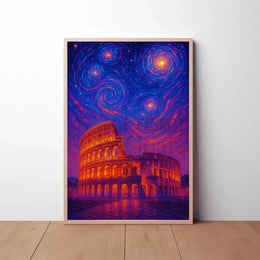 Roman Colosseum Celestial Dreamscape Artistic Poster PosterGoat