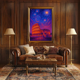 Roman Colosseum Celestial Dreamscape Artistic Poster PosterGoat