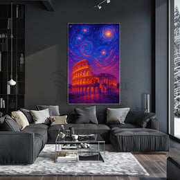Roman Colosseum Celestial Dreamscape Artistic Poster PosterGoat