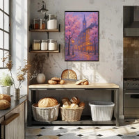Romantic Cherry Blossom Street Impressionistic Artistic Poster PosterGoat