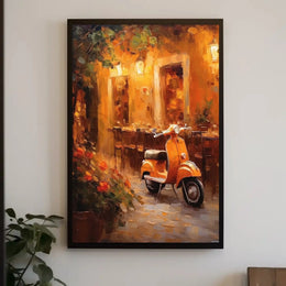Romantic European Cafe Scene Imparts Nostalgia - Artistic Poster PosterGoat