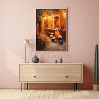 Romantic European Cafe Scene Imparts Nostalgia - Artistic Poster PosterGoat