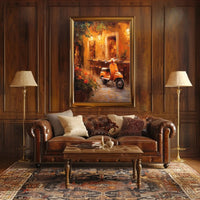 Romantic European Cafe Scene Imparts Nostalgia - Artistic Poster PosterGoat