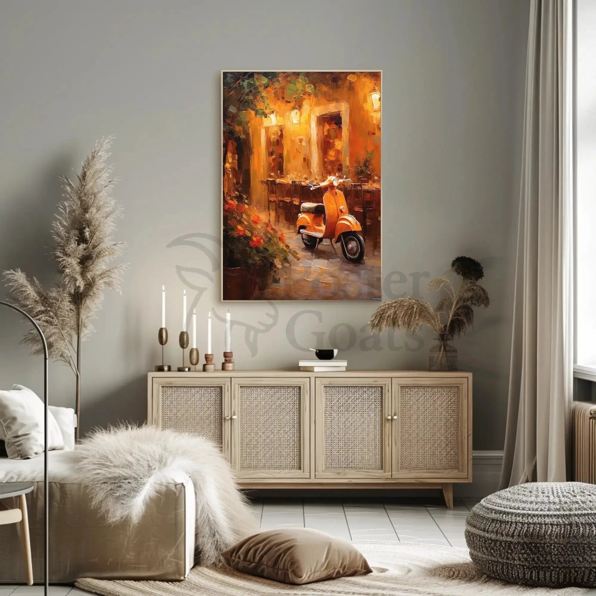Romantic European Cafe Scene Imparts Nostalgia - Artistic Poster PosterGoat