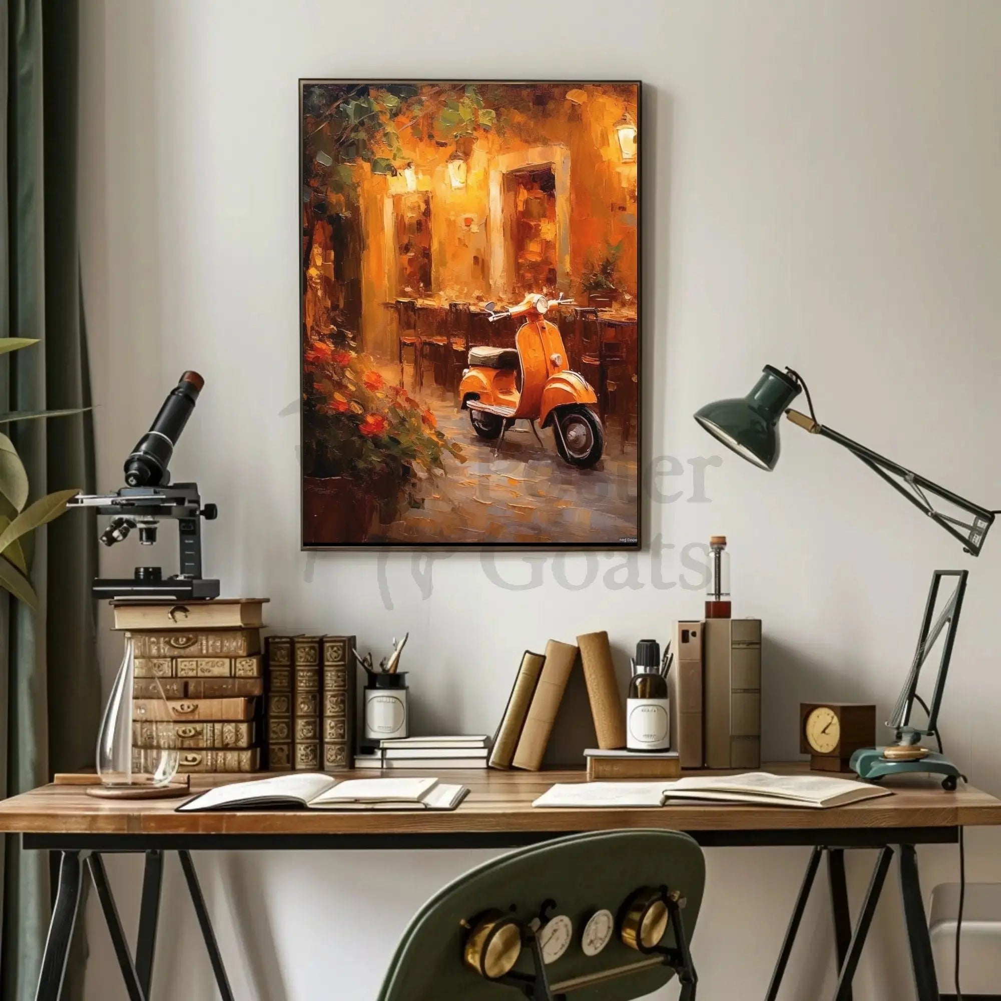 Romantic European Cafe Scene Imparts Nostalgia - Artistic Poster PosterGoat