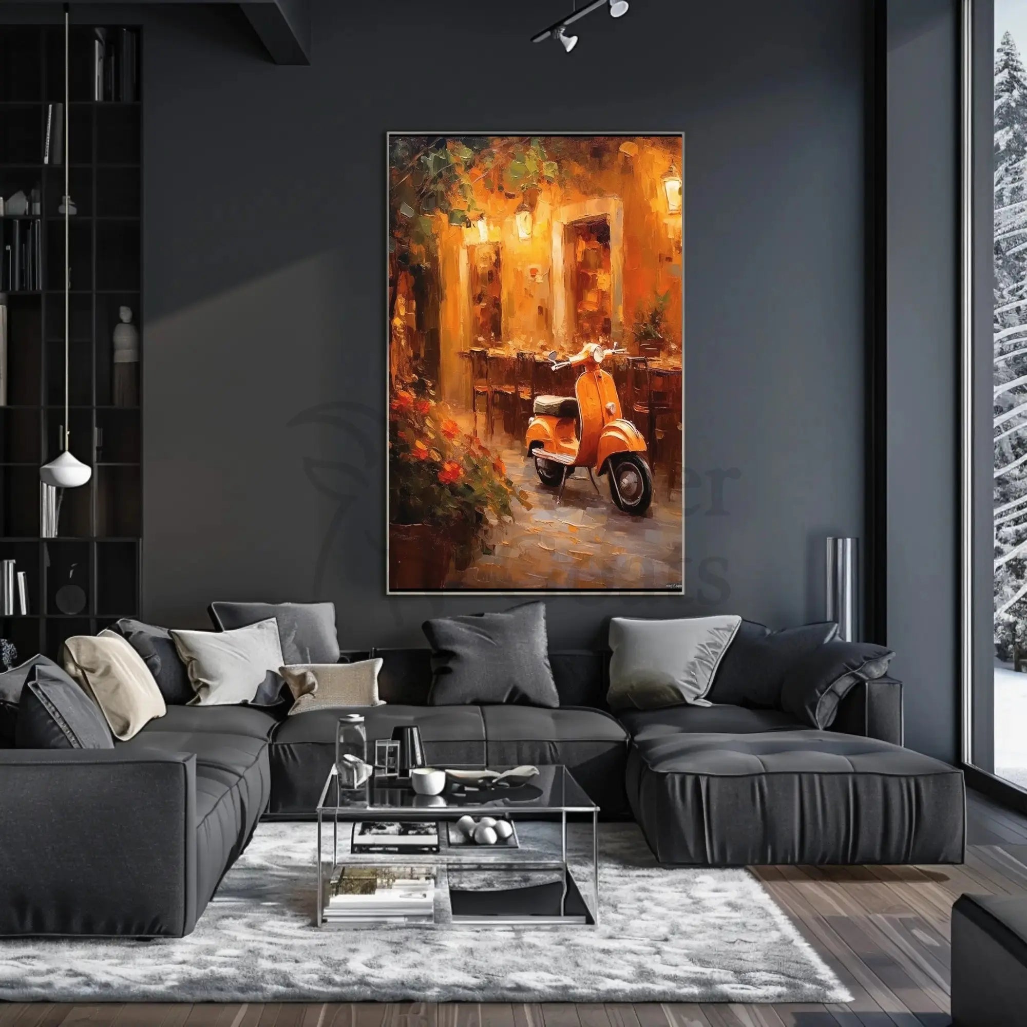 Romantic European Cafe Scene Imparts Nostalgia - Artistic Poster PosterGoat