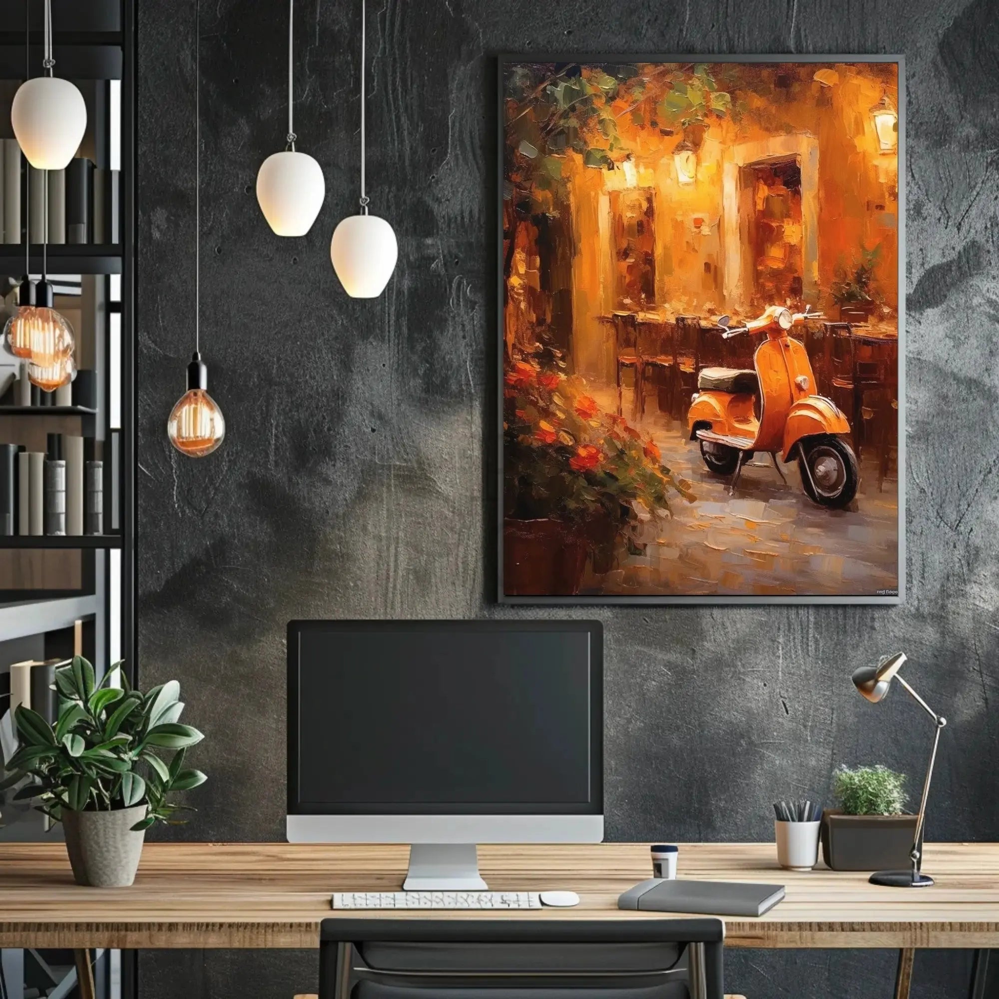 Romantic European Cafe Scene Imparts Nostalgia - Artistic Poster PosterGoat