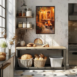 Romantic European Cafe Scene Imparts Nostalgia - Artistic Poster PosterGoat