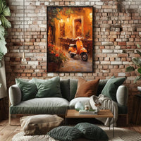 Romantic European Cafe Scene Imparts Nostalgia - Artistic Poster PosterGoat
