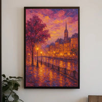 Romantic European Cityscape at Dusk Artistic Poster PosterGoat