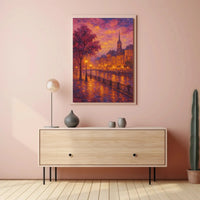 Romantic European Cityscape at Dusk Artistic Poster PosterGoat