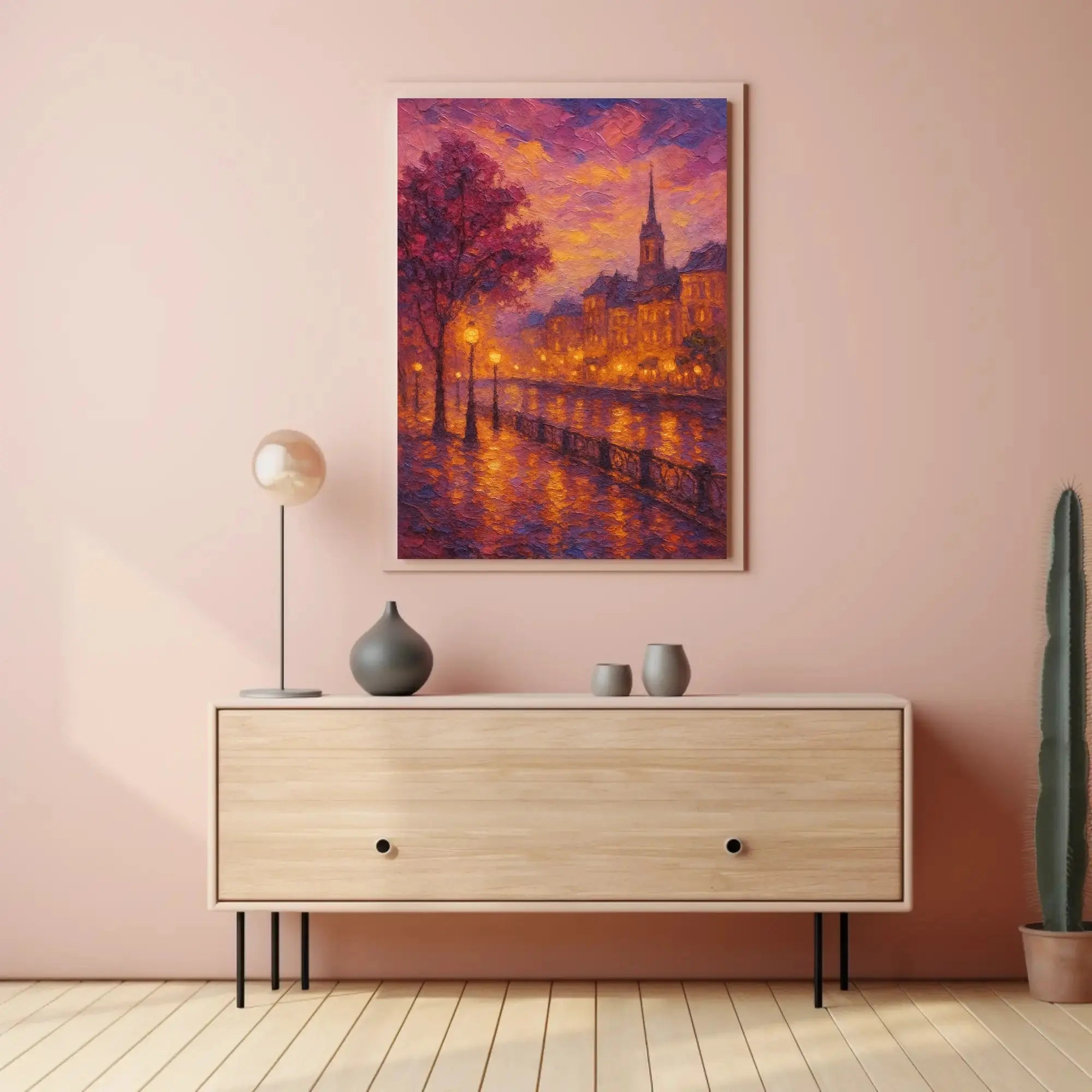 Romantic European Cityscape at Dusk Artistic Poster PosterGoat