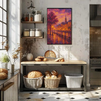 Romantic European Cityscape at Dusk Artistic Poster PosterGoat