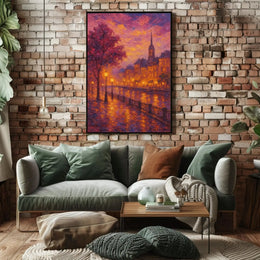 Romantic European Cityscape at Dusk Artistic Poster PosterGoat