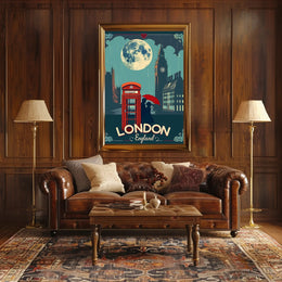 Romantic London Nightscape with Vintage Urban Cityscape Poster PosterGoat
