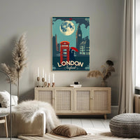 Romantic London Nightscape with Vintage Urban Cityscape Poster PosterGoat