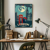 Romantic London Nightscape with Vintage Urban Cityscape Poster PosterGoat