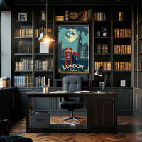 Romantic London Nightscape with Vintage Urban Cityscape Poster PosterGoat