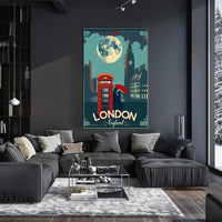Romantic London Nightscape with Vintage Urban Cityscape Poster PosterGoat