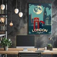 Romantic London Nightscape with Vintage Urban Cityscape Poster PosterGoat