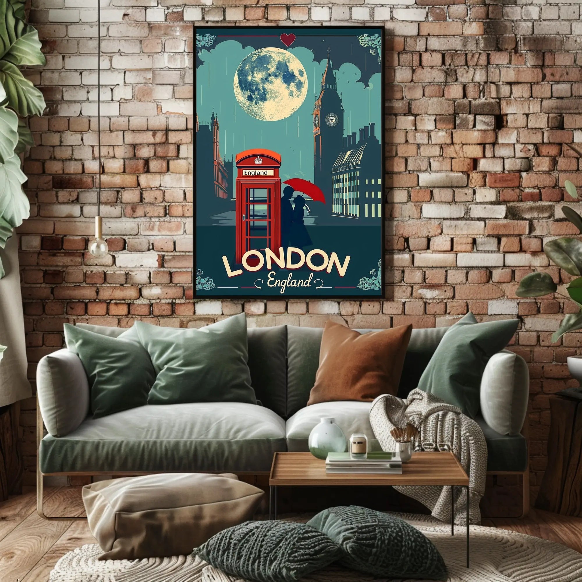 Romantic London Nightscape with Vintage Urban Cityscape Poster PosterGoat