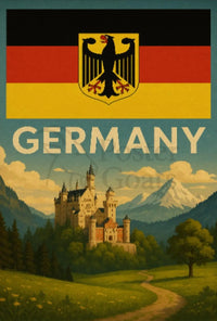 Romanticized German Castle Scenic Landscape Travel Poster PosterGoat