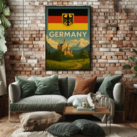 Romanticized German Castle Scenic Landscape Travel Poster PosterGoat