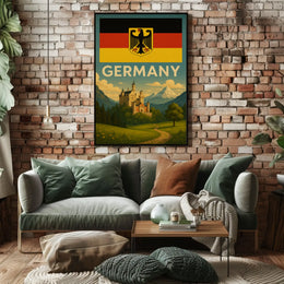 Romanticized German Castle Scenic Landscape Travel Poster PosterGoat