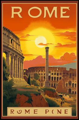 Rome Colosseum Travel Poster with Vintage Nostalgic Aesthetic PosterGoat