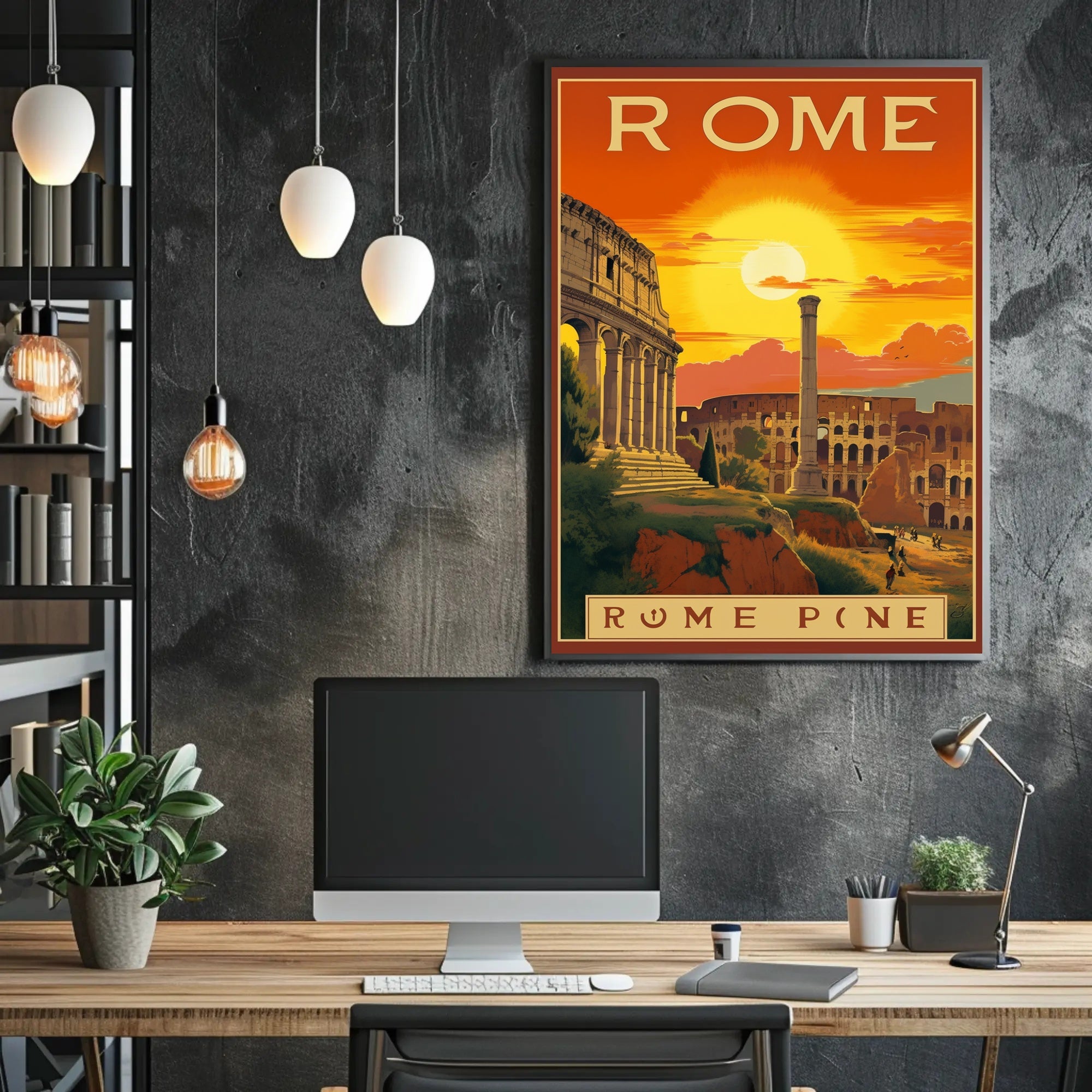 Rome Colosseum Travel Poster with Vintage Nostalgic Aesthetic PosterGoat