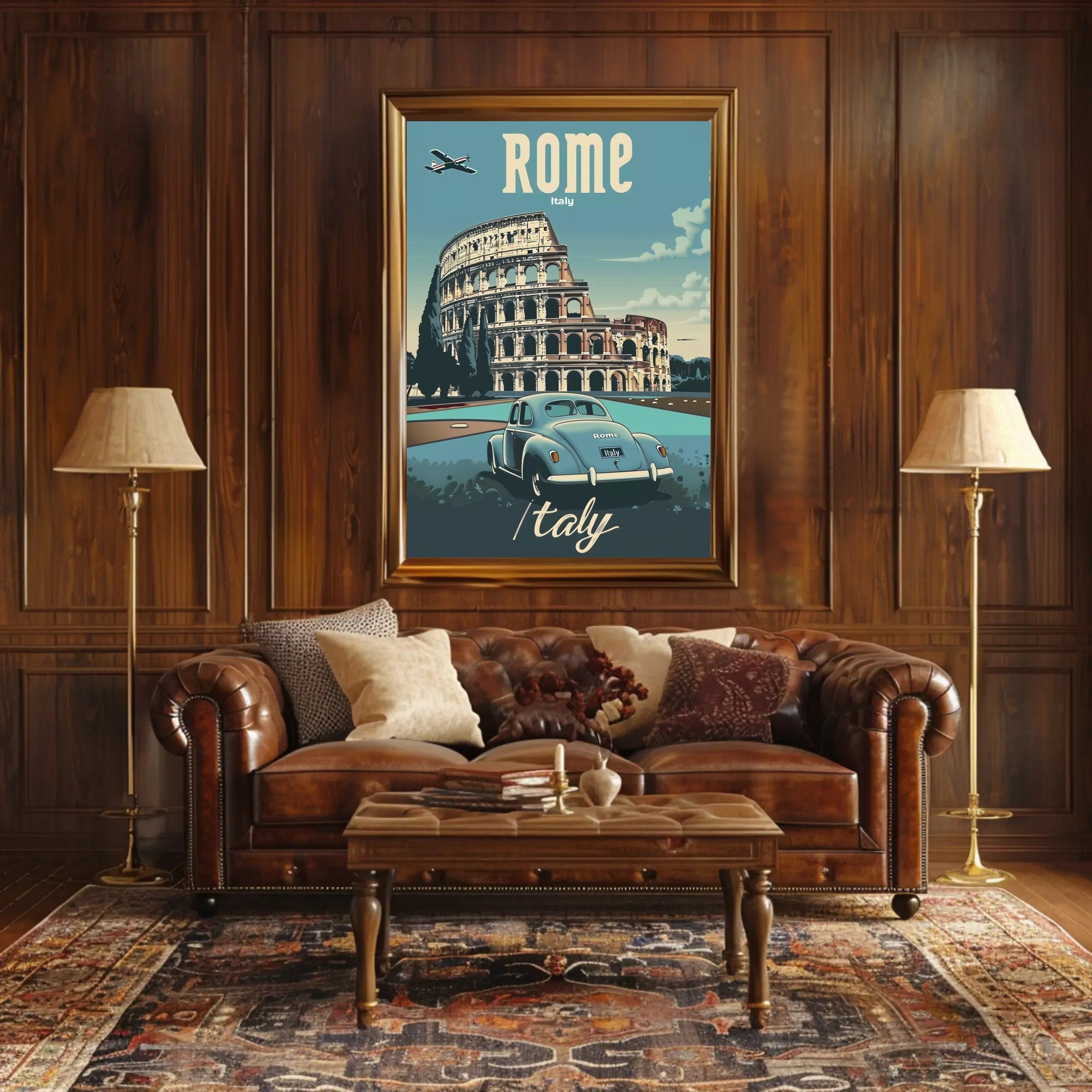 Rome Colosseum Vintage Travel Art Poster PosterGoat