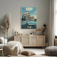 Rome Colosseum Vintage Travel Art Poster PosterGoat