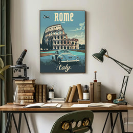 Rome Colosseum Vintage Travel Art Poster PosterGoat