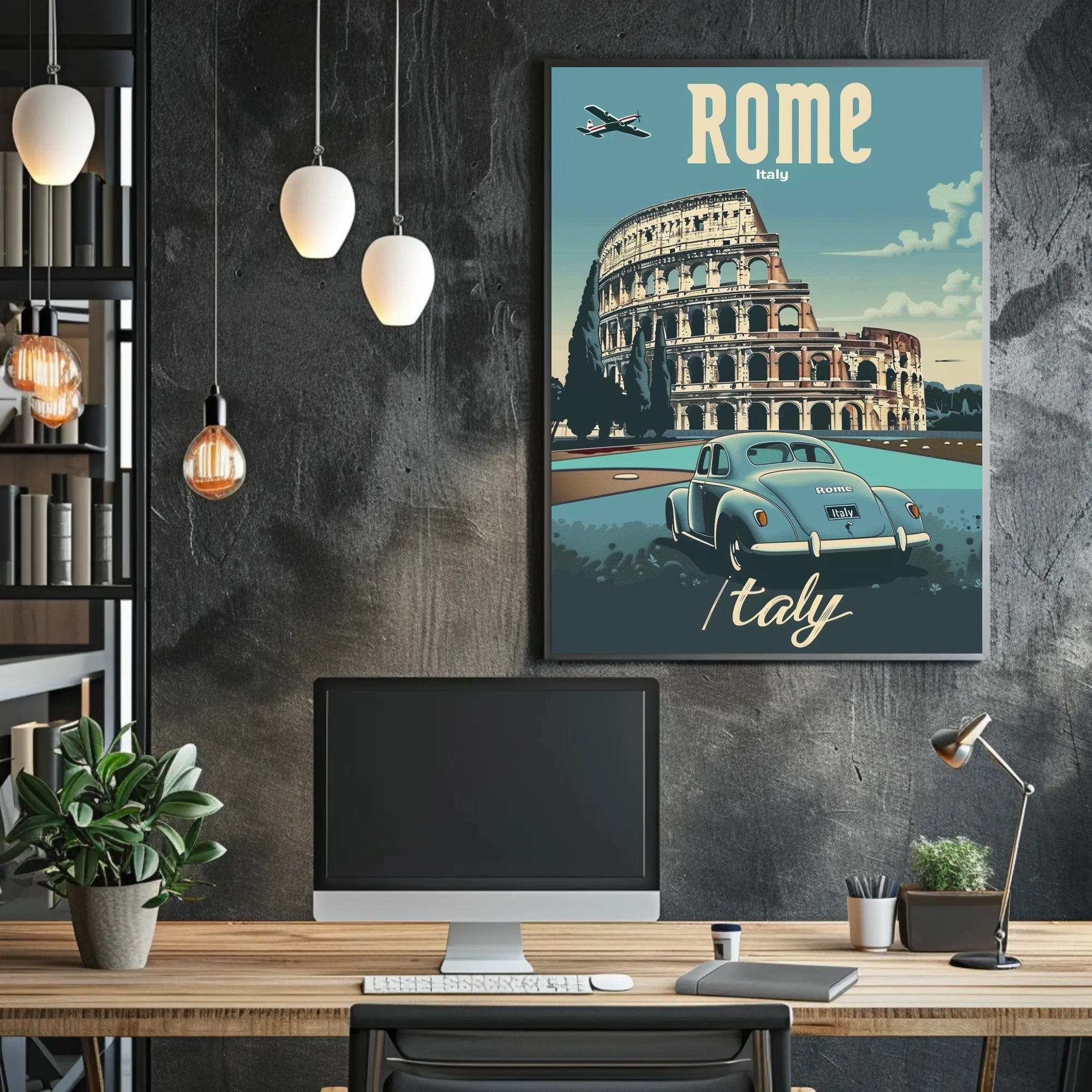 Rome Colosseum Vintage Travel Art Poster PosterGoat