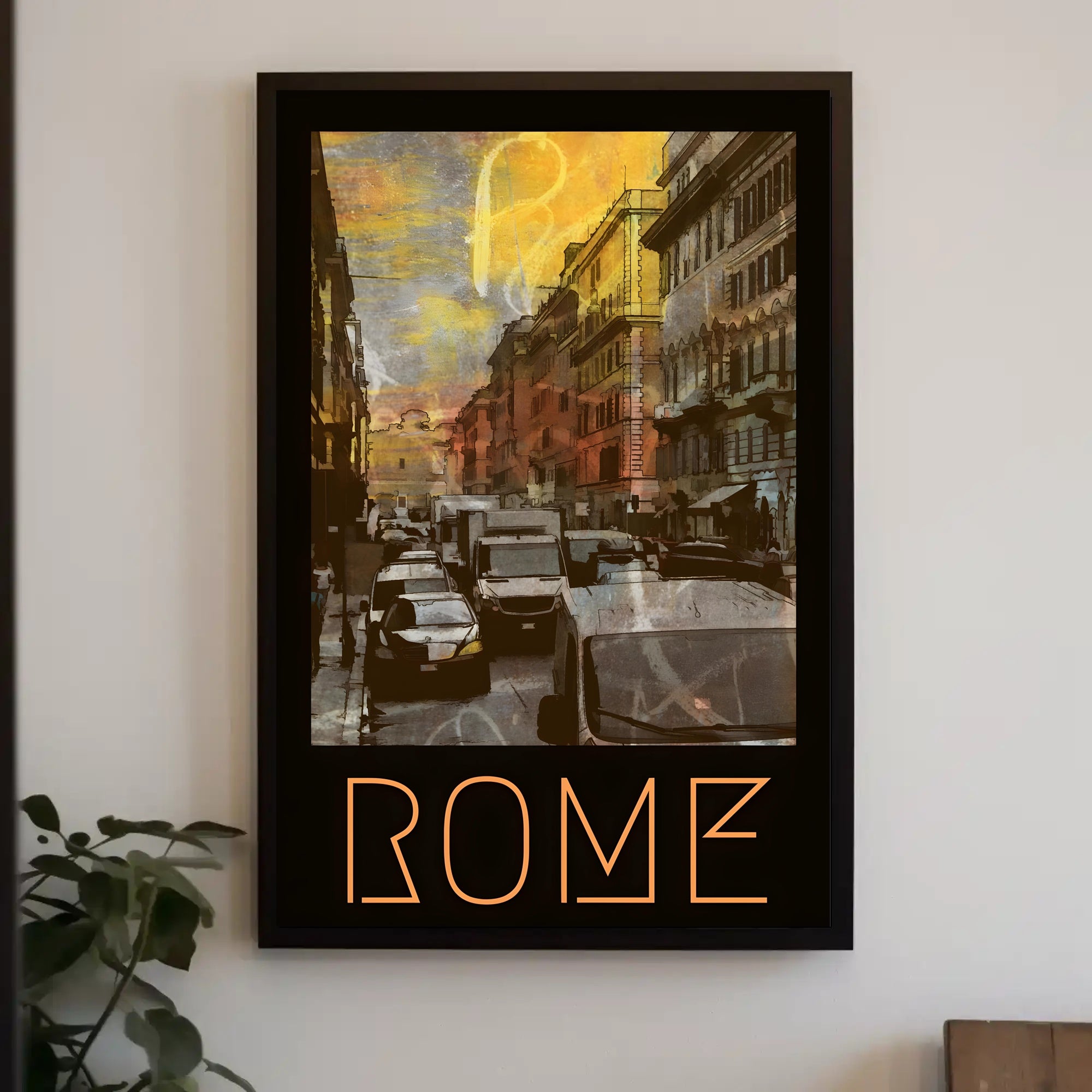 Rome Street Scene Vintage Travel Poster PosterGoat